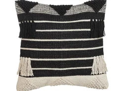 Tekstiilit<Beliani Koristetyyny Puuvilla Beige/Musta Geometrinen Kuvio 50 X 50 Cm 2 Kpl Chittoor