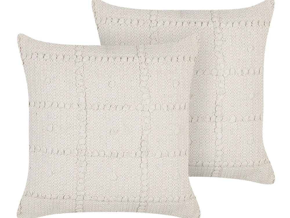 Fashion Beliani Koristetyyny Puuvilla Beige 45 X 45 Cm 2 Kpl Ixora