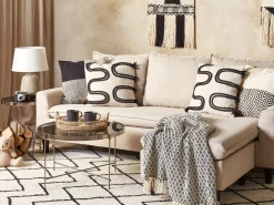 Tekstiilit<Beliani Koristetyyny Puuvilla Beige/Musta 45 X 45 Cm Fuchsia