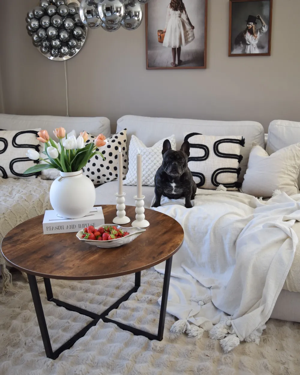 Hot Beliani Koristetyyny Puuvilla Beige/Musta 45 X 45 Cm 2 Kpl Fuchsia