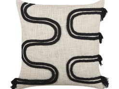 Hot Beliani Koristetyyny Puuvilla Beige/Musta 45 X 45 Cm 2 Kpl Fuchsia