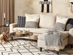 Store Beliani Koristetyyny Puuvilla Beige/Musta 45 X 45 Cm Calanthe