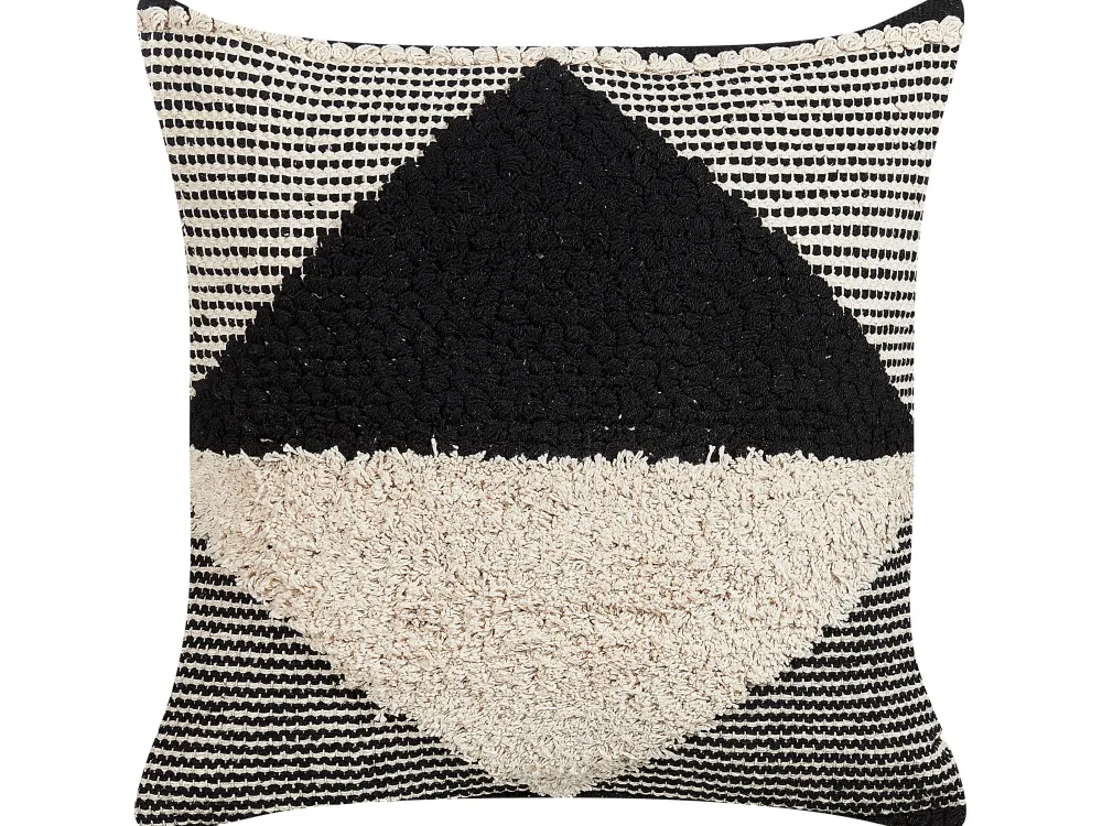 Online Beliani Koristetyyny Puuvilla Beige/Musta Tuftattu 50 X 50 Cm 2 Kpl Khora