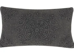 Outlet Beliani Koristetyyny Puuvilla Harmaa Kohokuvioitu 30 X 50 Cm Veloor