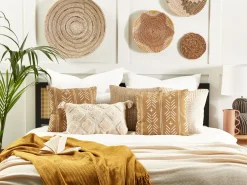 Tekstiilit<Beliani Koristetyyny Puuvilla Hiekanruskea/Valkoinen 45 X 45 Cm 2 Kpl Banyan