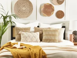 Tekstiilit<Beliani Koristetyyny Puuvilla Hiekanruskea/Valkoinen 45 X 45 Cm 2 Kpl Salix