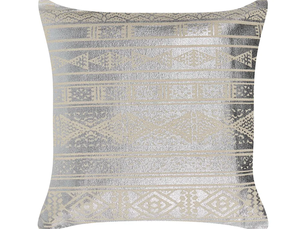 Flash Sale Beliani Koristetyyny Puuvilla Hopea Geometrinen Kuvio 50 X 50 Cm 2 Kpl Oujda