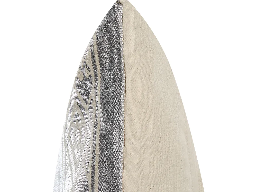 Flash Sale Beliani Koristetyyny Puuvilla Hopea Geometrinen Kuvio 50 X 50 Cm 2 Kpl Oujda