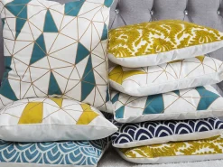 Clearance Beliani Koristetyyny Puuvilla Keltainen Kirjailtu 45 X 45 Cm 2 Kpl Primula