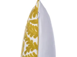 Clearance Beliani Koristetyyny Puuvilla Keltainen Kirjailtu 45 X 45 Cm 2 Kpl Primula