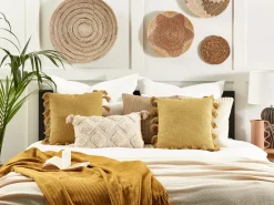 Sale Beliani Koristetyyny Puuvilla Keltainen 45 X 45 Cm 2 Kpl Lynchis