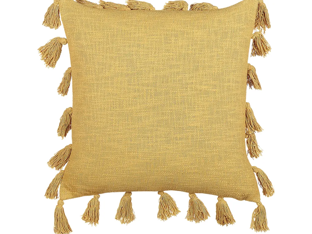 Lastenhuone<Beliani Koristetyyny Puuvilla Keltainen 45 X 45 Cm Lynchis