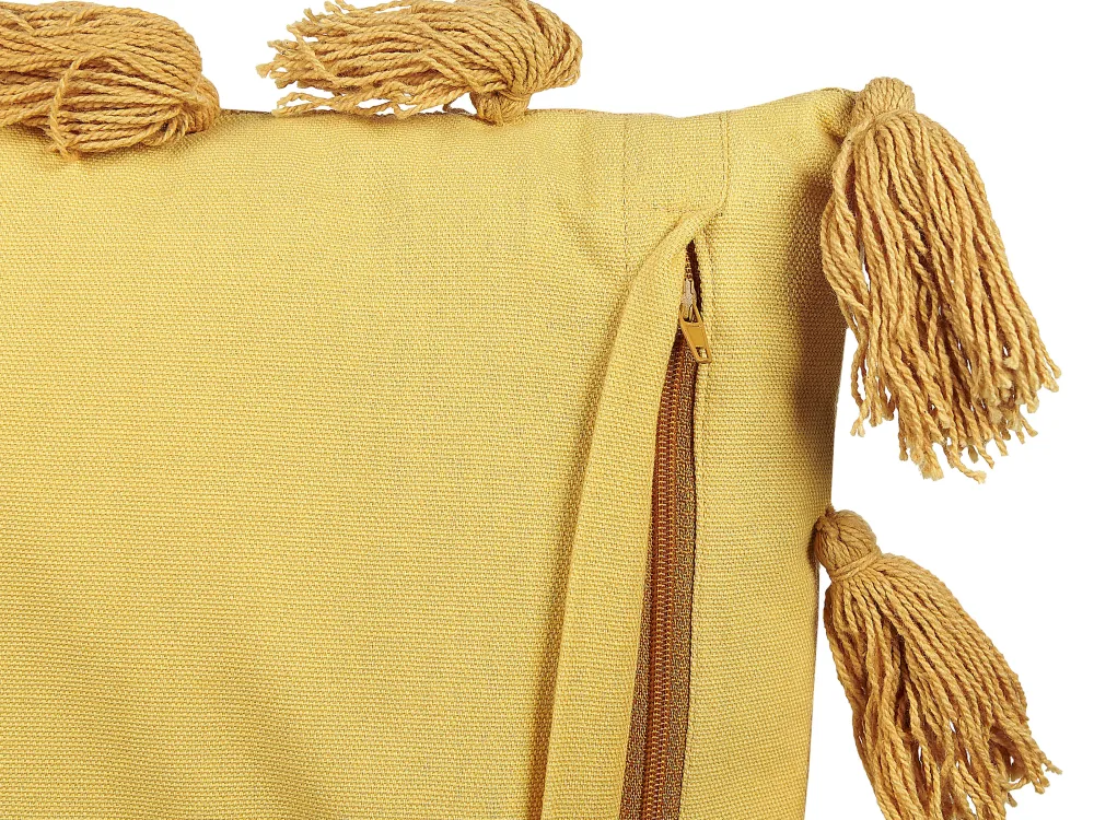 Lastenhuone<Beliani Koristetyyny Puuvilla Keltainen 45 X 45 Cm Lynchis