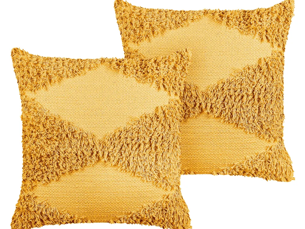Shop Beliani Koristetyyny Puuvilla Keltainen 45 X 45 Cm 2 Kpl Rhoeo
