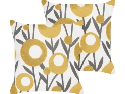 Tekstiilit<Beliani Koristetyyny Puuvilla Kirjailtu Monivarinen 45 X 45 Cm 2 Kpl Shallot