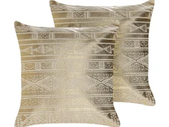 Tekstiilit<Beliani Koristetyyny Puuvilla Kulta Geometrinen Kuvio 50 X 50 Cm 2 Kpl Oujda