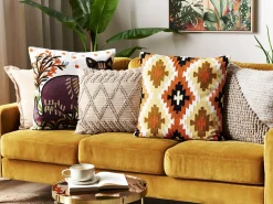 Store Beliani Koristetyyny Puuvilla Monivarinen Kirjailtu 50 X 50 Cm Serampore