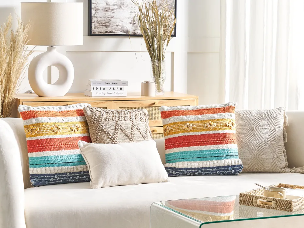 Hot Beliani Koristetyyny Puuvilla Monivarinen 45 X 45 Cm 2 Kpl Dicliptera