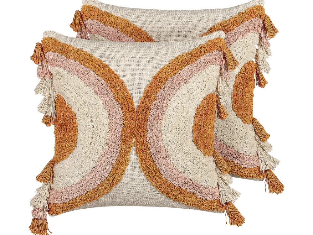 New Beliani Koristetyyny Puuvilla Monivarinen 45 X 45 Cm 2 Kpl Lablab