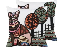 New Beliani Koristetyyny Puuvilla Monivarinen Kirjailtu 50 X 50 Cm 2 Kpl Mehsana