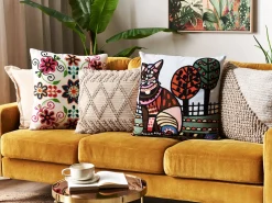 New Beliani Koristetyyny Puuvilla Monivarinen Kirjailtu 50 X 50 Cm 2 Kpl Mehsana