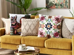 New Beliani Koristetyyny Puuvilla Monivarinen Kirjailtu 50 X 50 Cm 2 Kpl Mehsana