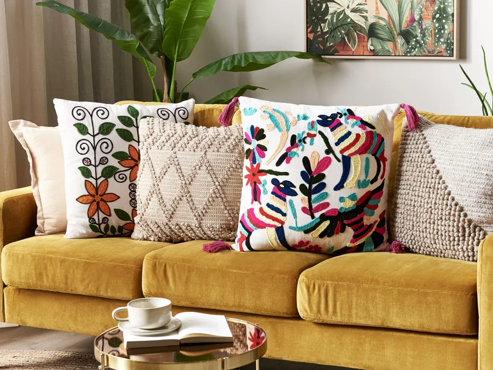 Flash Sale Beliani Koristetyyny Puuvilla Monivarinen Kirjailtu 50 X 50 Cm Raiganj