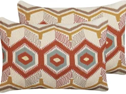 Tekstiilit<Beliani Koristetyyny Puuvilla Monivarinen Kirjailtu 40 X 60 Cm 2 Kpl Majra