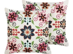 Lastenhuone<Beliani Koristetyyny Puuvilla Monivarinen Kirjailtu 50 X 50 Cm 2 Kpl Bahraich