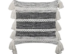 Store Beliani Koristetyyny Puuvilla Musta/Valkoinen 45 X 45 Cm Rochea