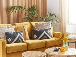 Tekstiilit<Beliani Koristetyyny Puuvilla Musta Tuftattu 30 X 50 Cm 2 Kpl Viburnum