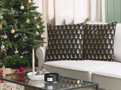 Best Sale Beliani Koristetyyny Puuvilla Musta/Kultainen 45 X 45 Cm 2 Kpl Leroy
