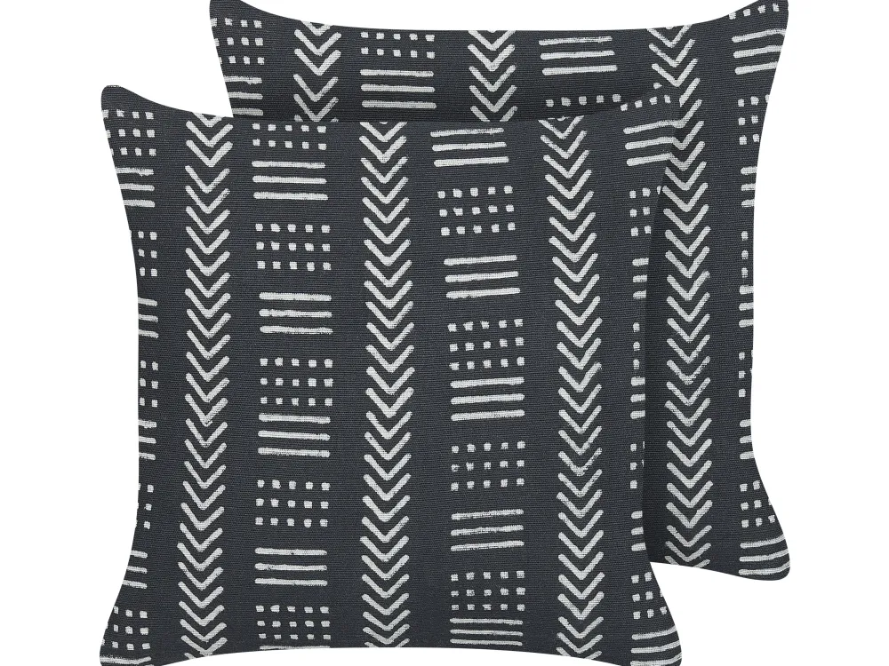 Hot Beliani Koristetyyny Puuvilla Musta/Valkoinen 45 X 45 Cm 2 Kpl Benzoin