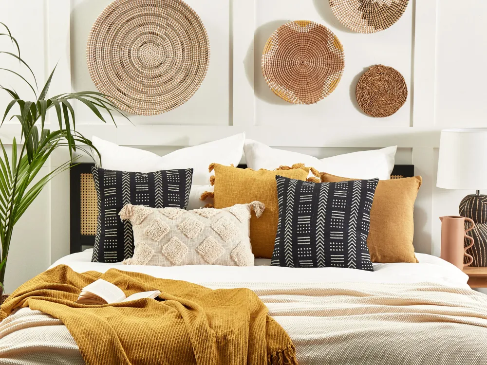 Hot Beliani Koristetyyny Puuvilla Musta/Valkoinen 45 X 45 Cm 2 Kpl Benzoin