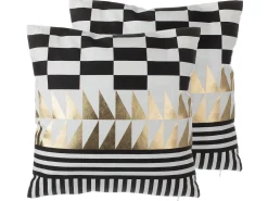 Tekstiilit<Beliani Koristetyyny Puuvilla Mustavalkoinen 45 X 45 Cm 2 Kpl Dalia