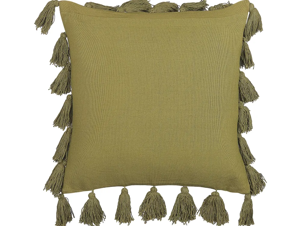 Fashion Beliani Koristetyyny Puuvilla Oliivinvihrea 45 X 45 Cm Lynchis