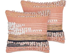 Best Beliani Koristetyyny Puuvilla Oranssi 45 X 45 Cm 2 Kpl Deutzia