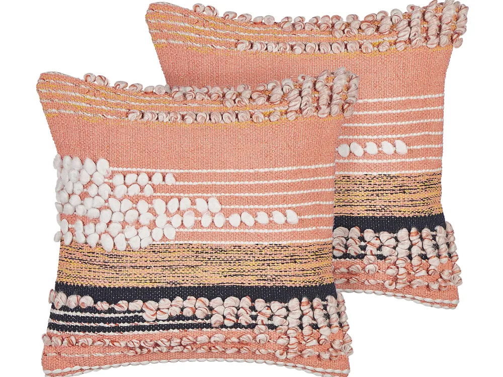 Best Beliani Koristetyyny Puuvilla Oranssi 45 X 45 Cm 2 Kpl Deutzia