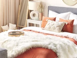 Flash Sale Beliani Koristetyyny Puuvilla Oranssi/Valkoinen 45 X 45 Cm Vitis