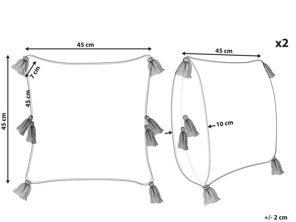 New Beliani Koristetyyny Puuvilla Oranssi Tuftattu 45 X 45 Cm 2 Kpl Avium