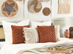 Tekstiilit<Beliani Koristetyyny Puuvilla Oranssi Tuftattu 45 X 45 Cm Lewisia