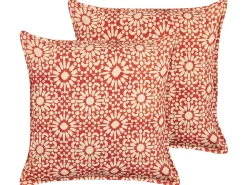 Hot Beliani Koristetyyny Puuvilla Punainen 45 X 45 Cm 2 Kpl Ceiba