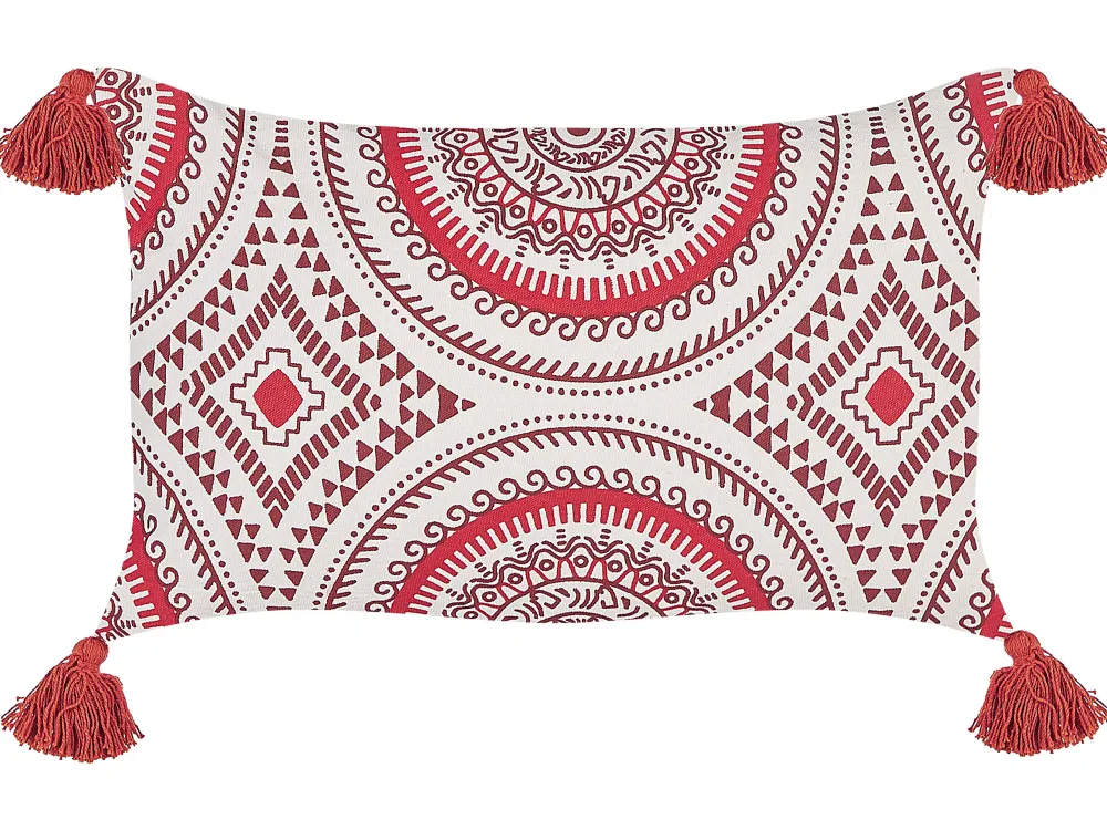 Best Sale Beliani Koristetyyny Puuvilla Punainen/Valkoinen 30 X 50 Cm Anthemis