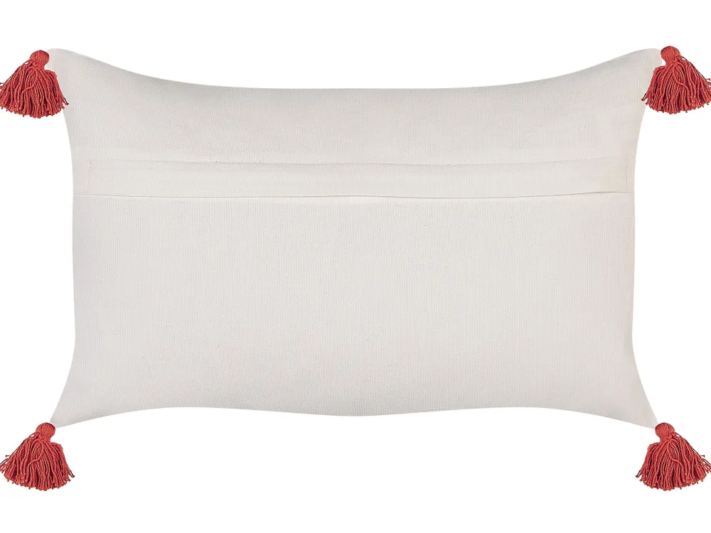 Best Sale Beliani Koristetyyny Puuvilla Punainen/Valkoinen 30 X 50 Cm Anthemis