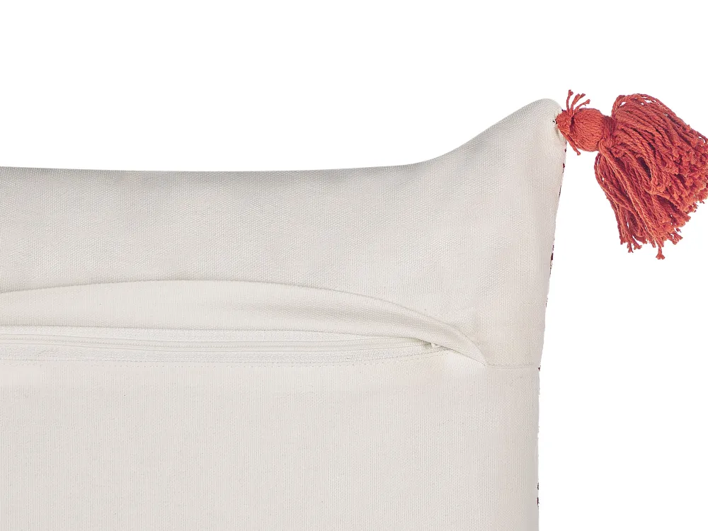 Best Sale Beliani Koristetyyny Puuvilla Punainen/Valkoinen 30 X 50 Cm Anthemis