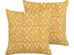 Tekstiilit<Beliani Koristetyyny Puuvilla Sinapinkeltainen 45 X 45 Cm 2 Kpl Ginnala