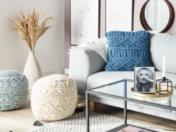 Tekstiilit<Beliani Koristetyyny Puuvilla Sininen Makramee 45 X 45 Cm Karatas