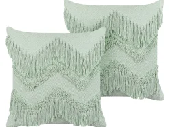 Lastenhuone<Beliani Koristetyyny Puuvilla Vaaleanvihrea 45 X 45 Cm 2 Kpl Bacopa