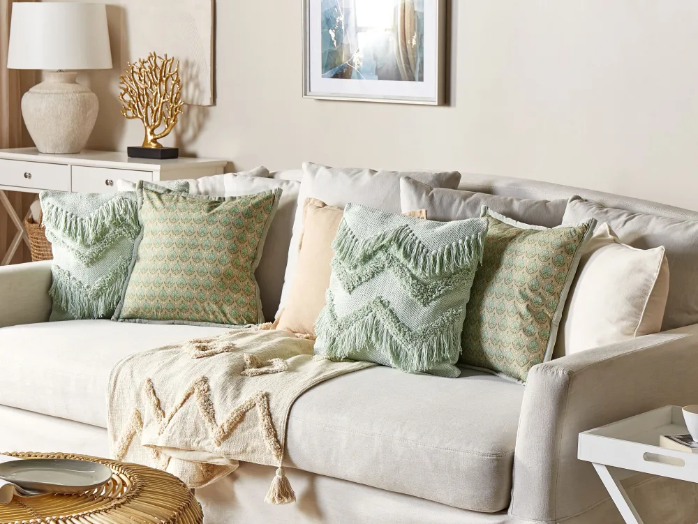 Lastenhuone<Beliani Koristetyyny Puuvilla Vaaleanvihrea 45 X 45 Cm 2 Kpl Bacopa