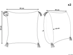 Tekstiilit<Beliani Koristetyyny Puuvilla Vaalea Beige/Sininen 45 X 45 Cm 2 Kpl Jacaranda